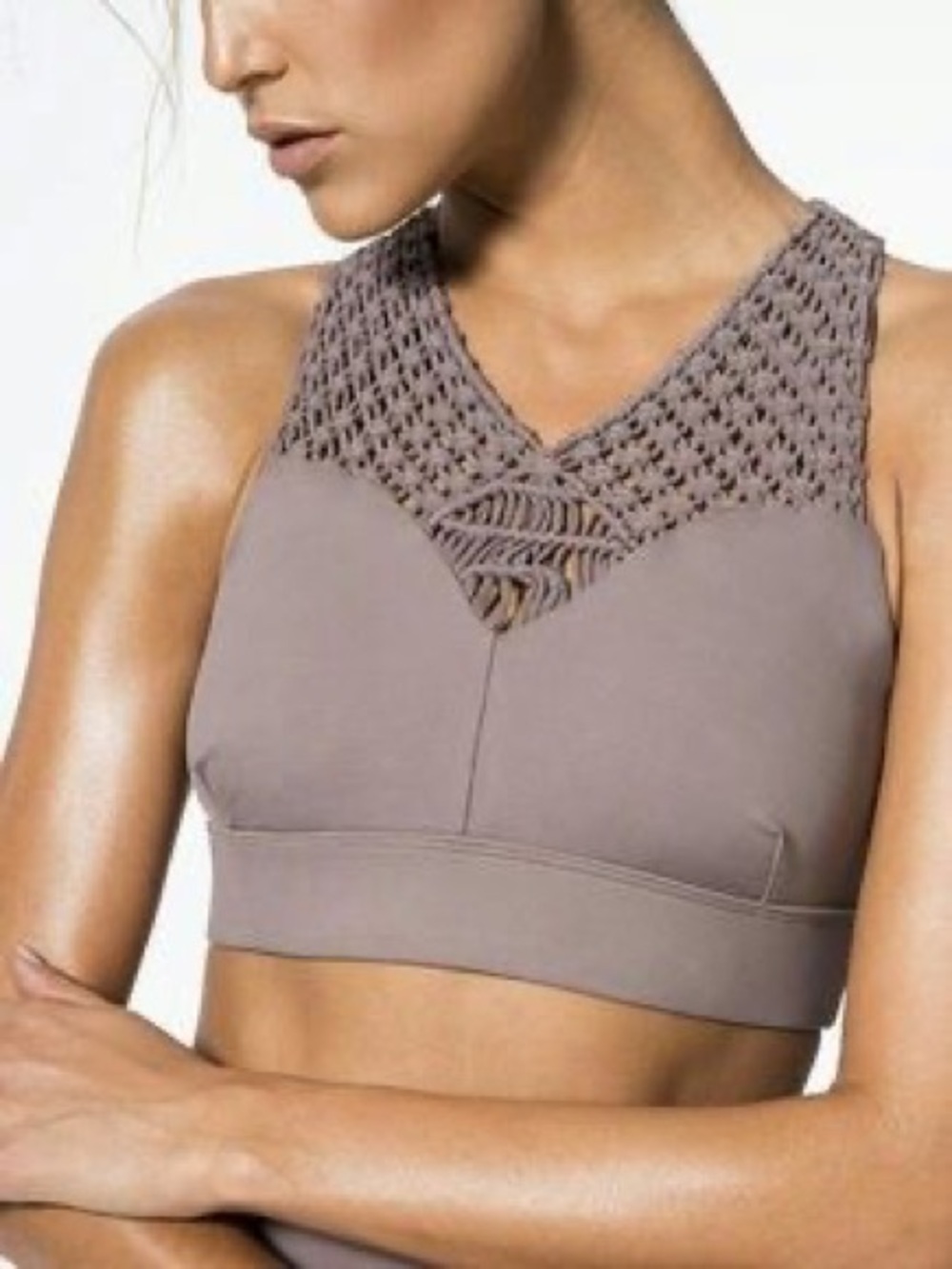 NWT Carbon38 Crochet Sayang Canggu Melt Halter Bralette in Taupe